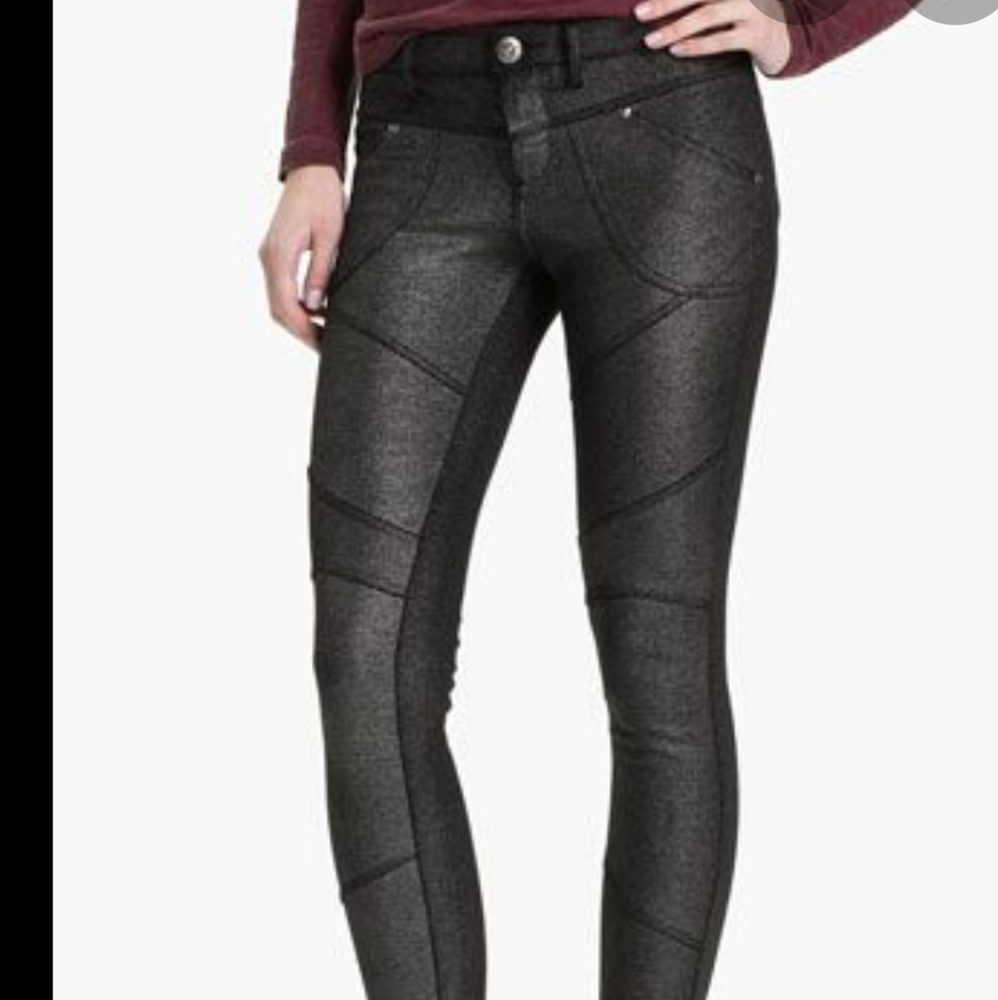 Free People Metallic Black Pants